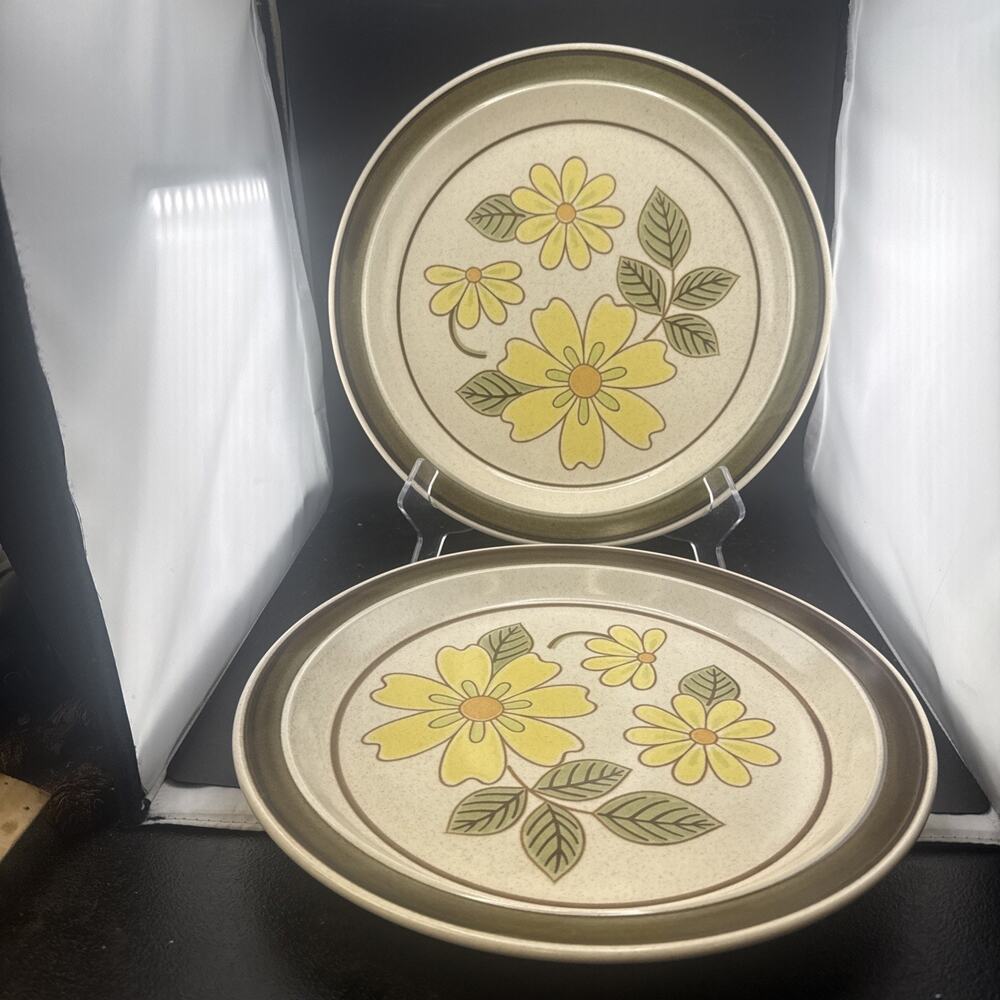 Vintage Mikasa Lazy Daisies Stoneware Chop Plate Serving Platter Set of 2 P6030